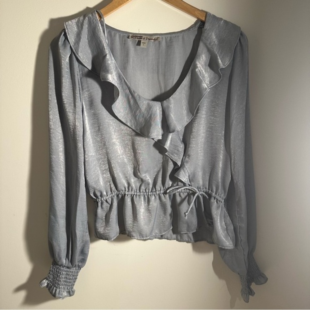 Grey Ruffled Blouse